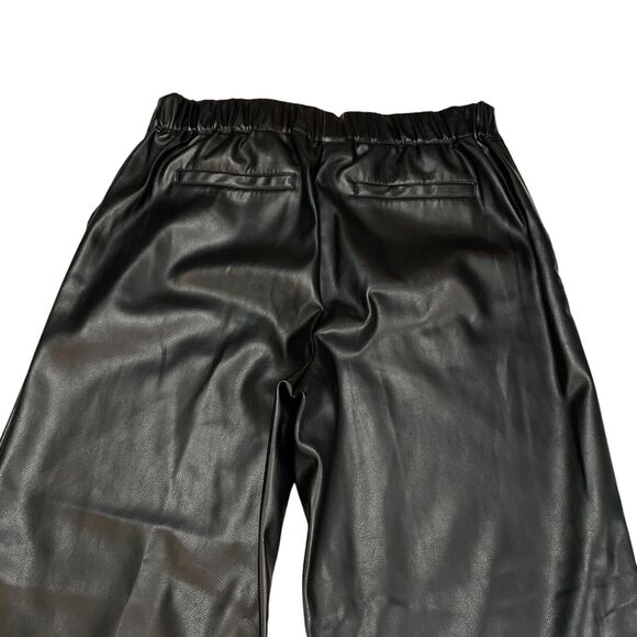 Ruby Rd. Pants Women's 10 Black Faux Leather Wide Leg Flat Front Pockets Outdoor - Picture 15 of 16
